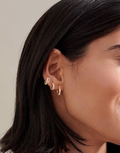Gold Hoop Earrings Set for Women, 14K Gold Plated Huggie Hoop Earring Hypoallergenic Open Lightweight Earrings Cubic Zirconia Cartilage Tiny Earrings Jewelry for Women Gift in Saudi Arabia