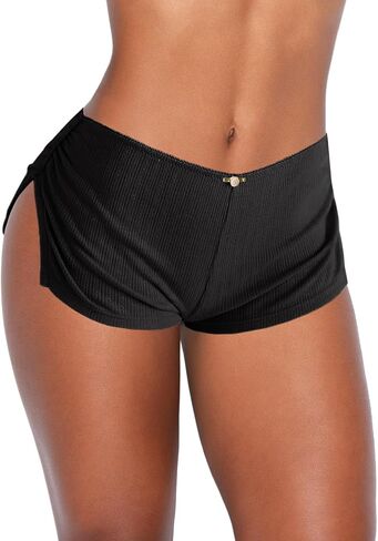 Low Rise Booty Shorts Micro Pajamas Shorts for Women Cute Boy Shorts Side Slit Ruched Lounge Shorts Pj Bottoms in Kuwait