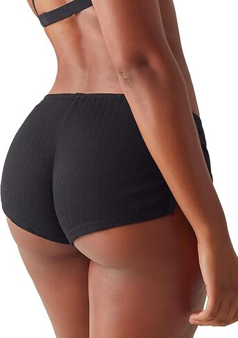 Low Rise Booty Shorts Micro Pajamas Shorts for Women Cute Boy Shorts Side Slit Ruched Lounge Shorts Pj Bottoms in Kuwait
