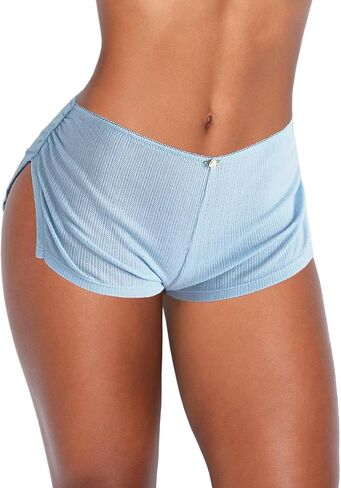 Low Rise Booty Shorts Micro Pajamas Shorts for Women Cute Boy Shorts Side Slit Ruched Lounge Shorts Pj Bottoms in Kuwait