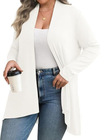 Anymiss Womens Plus Size Cardigan 2025 Spring Lightweight Jacket Summer Long Sleeve Draped Cover up in Kuwait