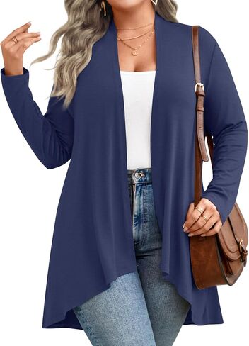 Anymiss Womens Plus Size Cardigan 2025 Spring Lightweight Jacket Summer Long Sleeve Draped Cover up in Kuwait