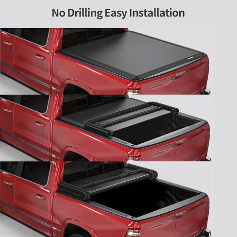 OEDRO Soft Tri-Fold Tonneau Cover, Custom Fit for Chevy Silverado 1500 / GMC Sierra 1500 New Body Style 2019-2025, Designed to Accommodate Fleetside 6.6 Ft Bed w/o Multi-Flex Tailgate in Saudi Arabia