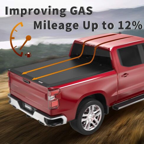 OEDRO Soft Tri-Fold Tonneau Cover, Custom Fit for Chevy Silverado 1500 / GMC Sierra 1500 New Body Style 2019-2025, Designed to Accommodate Fleetside 6.6 Ft Bed w/o Multi-Flex Tailgate in Saudi Arabia