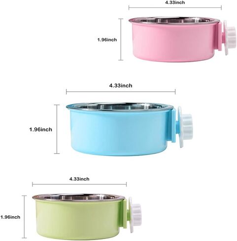 Luck Dawn Crate Dog Bowl, Stainless Steel Removable Hanging Food Water Bowl Crate Coop Cup,Pet Cage Bowls with Bolt Holder for Dog, Puppy, Cat, Rabbit, Bird,Small Animals in Kuwait