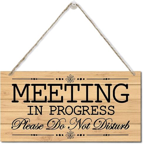 Meeting in Progress Wood Decor Sign, Please Do Not Disturb Decor Wooden Signs, Hanging Printed Wall Plaque Wood Signs, Door Wood Sign Decor, Door Sign for Office Commerical 12x6 inch in Saudi Arabia