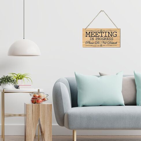 Meeting in Progress Wood Decor Sign, Please Do Not Disturb Decor Wooden Signs, Hanging Printed Wall Plaque Wood Signs, Door Wood Sign Decor, Door Sign for Office Commerical 12x6 inch in Saudi Arabia