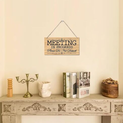 Meeting in Progress Wood Decor Sign, Please Do Not Disturb Decor Wooden Signs, Hanging Printed Wall Plaque Wood Signs, Door Wood Sign Decor, Door Sign for Office Commerical 12x6 inch in Saudi Arabia