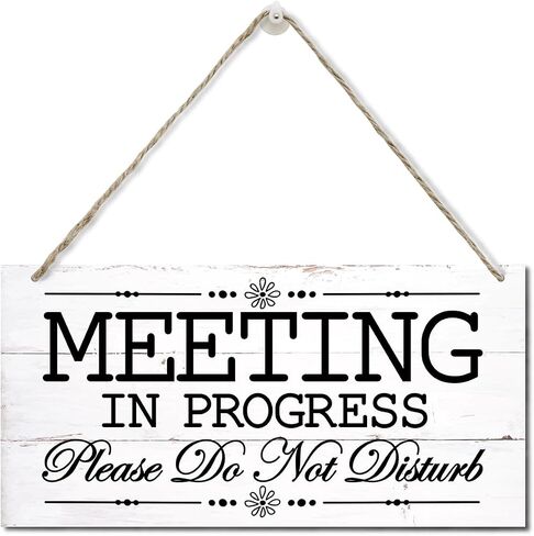 Meeting in Progress Wood Decor Sign, Please Do Not Disturb Decor Wooden Signs, Hanging Printed Wall Plaque Wood Signs, Door Wood Sign Decor, Door Sign for Office Commerical 12x6 inch in Saudi Arabia