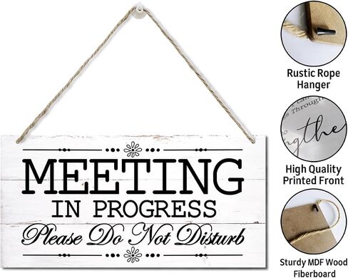 Meeting in Progress Wood Decor Sign, Please Do Not Disturb Decor Wooden Signs, Hanging Printed Wall Plaque Wood Signs, Door Wood Sign Decor, Door Sign for Office Commerical 12x6 inch in Saudi Arabia