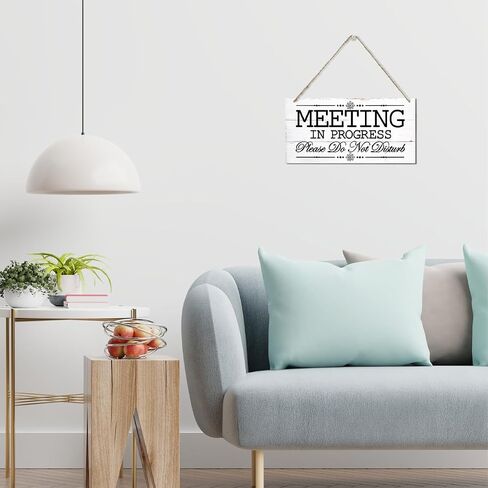 Meeting in Progress Wood Decor Sign, Please Do Not Disturb Decor Wooden Signs, Hanging Printed Wall Plaque Wood Signs, Door Wood Sign Decor, Door Sign for Office Commerical 12x6 inch in Saudi Arabia