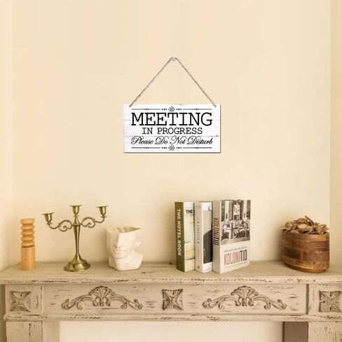 Meeting in Progress Wood Decor Sign, Please Do Not Disturb Decor Wooden Signs, Hanging Printed Wall Plaque Wood Signs, Door Wood Sign Decor, Door Sign for Office Commerical 12x6 inch in Saudi Arabia