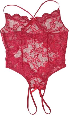 SOLY HUX Women's Floral Lace Teddy Bodysuits Adjustable Straps Open Back One Piece Sexy Lingerie in Saudi Arabia
