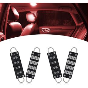 4 قطع مصباح قراءة LED للسيارة، 44 مم 4014 20SMD 12 فولت لوحة PCB حلقة مزدوجة خطاف مزدوج الإضاءة بدون تأخير ضوء سقف السيارة، ملحقات إضاءة متعددة الوظائف، مناسبة لمعظم موديلات السيارات (أبيض)