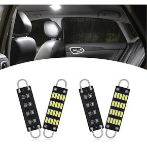 4 PCS Car LED Reading Light, 44mm 4014 20SMD 12V PCB Board Double Ring Double Hook Lighting No Delay Car Roof Light, Multi-functional Lighting Accessories, Fitting for Most Car Models (White)