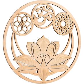 Qallicon 11.5'' Sacred Lotus Wall Decor Sacred Geometry Wall Art, Crystal Grid Chakra Wooden Wall Art Yoga Wall Art Decor Meditation Altar Decor Zen Wall Decor Spiritual Gifts