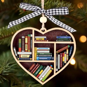 3D Book Ornaments for Christmas Tree, 2024 Book Lovers Gifts, Gifts for Book Lovers, Women, Librarian, Nerd, Reading Wooden Christmas Ornaments