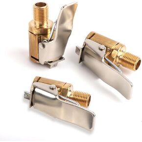 3pcs Tire Air Chuck with Clip Adapter, Brass Quick Locking Connect Tire Inflator Nozzle Adapter Inflation Hose Tire Air Chuck Adapter with Tire Valve Threads No Air Leaks for Tire Pump Air Compressor
