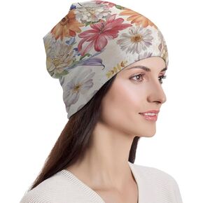 Beanie Chemo Hat Cancer Headwear Chemo Caps Chemo Headwear Skull Cap for Women, 100% Polyester with Floral