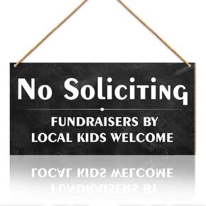 No Soliciting Decor for House Front Door, No Soliciting Sign for Home, Unwelcome No Solicitors Sign for Entryway, Housewarming Gifts for New House Home, Fundraisers by Local Kids Welcome