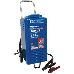 Associated Equipment 6001A 6/12V 100/75 Amp Continuous Charge 375 Amp Cranking Assist Charger with Wheels