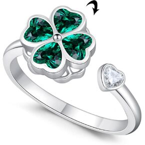 Four Leaf Clover Ring 925 Sterling Silver Irish Lucky Shamrock Ring Spinner Anxiety Ring Four Leaf Clover Jewelry St Patricks Day Gifts for Women