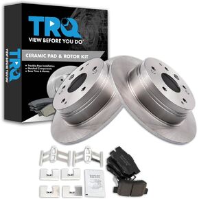 TRQ Rear Brake Pad & Rotor Kit Brake Pads Brake Rotor Ceramic Compatible with 2001-2003 Acura CL