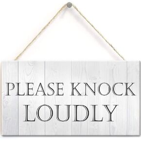 TOMATO FANQIE Please Knock Loudly Hanging Door Sign Plastic Contempary Wall Decorative Plaque (US-G042)