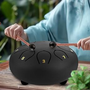 Rain Drum for Outside When It Rains, Handpan Panda Garden Drums, Hand Pan Music Maker Steel Tongue, Balmy Sound Healing Instruments, Echo Chime yard Rhythm, Echos Bath Chimes, Rythm, Ages 5-9, Adult