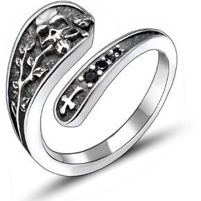 Rings for Women Silver Rings Gothic Jewelry Promise Ring Skull Spoon Rings Valentines Day Gifts Statement Rings Cross Ring Vintage Rings Adjustable Rings for Women