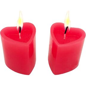 2 PCS Heart Shape Candles for Valentine's Day, Candles,Dripless & Long Lasting Smokeless Red Heart Shaped Candles for Mood,Romantic Decor,Pool,Dinners,Home,Wedding,Crafts