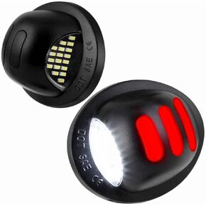 LED License Plate Lights Compatible with Ford [F150 F250 F350 F450 F550 SuperDuty Ranger] and [Expedition Excursion Explore Bronco] 6500K White Red 18 SMD Tag Lamp Assembly