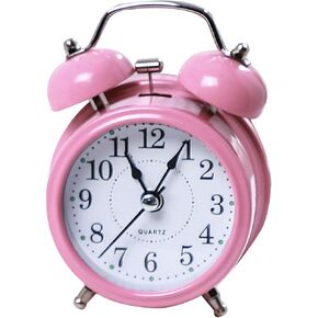 3 inches Strawberry Twin Bell Loud Alarm Clock Backlight Non Ticking Analog Clock Battery Operated