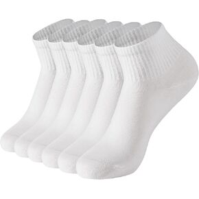 Ndoobiy 6 Pairs White Ankle Socks Womens Socks Cotton Soft Breathable Athletic Socks
