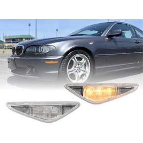 DEPO 04-06 E46 2D Side Marker Lights - Plug and Play Fender Sidemarkers Lamps (Left + Right) Compatible with 2004-2006 BMW E46 3 Series 2 Door Coupe and Convertible (Euro OE Clear Lens, Built-In LED)