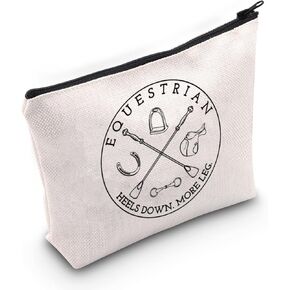 BLUPARK Equestrian Inspired Zipper Bag Horseback Riding Gift Heels Down More Leg Bag Horse Lover Gift Horse Trainer Gift (Equestrian bag)