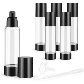6 Pack 120ml/4oz Airless Pump Bottles Refillable Vacuum Pump Dispenser Plastic Cosmetic Container for Makeup Foundation Moisturizer Shampoo Toiletry