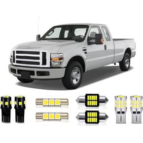 White LED Bulbs Package Kit Compatible with 2008-2013 2014 2015 2016 2017 2018 2019 2020 Ford F250 F350 Super Duty Interior Map Dome Light + License Plate Light and Install Tool, 11 Piece