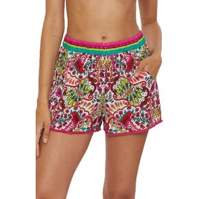 Trina Turk Women's Hawaiian Garden Shorts, Floral Print, Casual, Beach Cover Ups