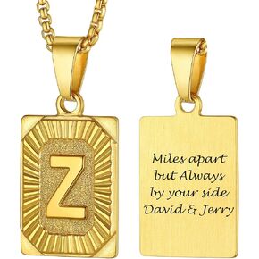 PROSTEEL Stylish Initial Necklace, Capital Letter Necklace A to Z, Silver/Gold/Black Tone, Customize Text Available, Box Chain 20-22 inch Adjustable