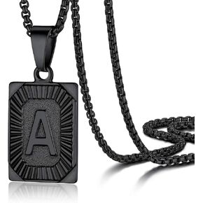 PROSTEEL Stylish Initial Necklace, Capital Letter Necklace A to Z, Silver/Gold/Black Tone, Customize Text Available, Box Chain 20-22 inch Adjustable in Kuwait
