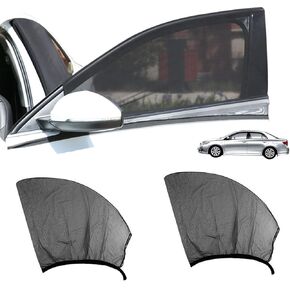 Pack-2 Car Rear Window Sunshade, Flexible and Elastic Child Pet Privacy Protector, Breathable Mesh Side Window Free Lifting Dustproof Sunshield Cover, Universal for Most SUVs (Black)