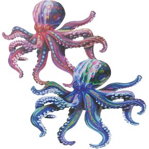 BESPORTBLE Octopus Wall Decor: 2pcs Metal Octopus Wall Decoration, Beach Wall Art Sea Life, Nautical Home Hanging Sculpture Decoration Craft for Living Room Bathroom