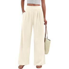 FireSwan Women's Wide Leg Palazzo Pants High Elastic Waist Casual Work Pants Flowy Dress Trousers with Pockets