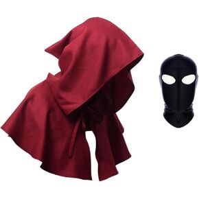 Halloween Cowl for Men Women Executioner Hood Vintage Medieval Witch Cowl Hat Halloween Cosplay Priest Friar Costume