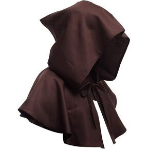 Halloween Cowl for Men Women Executioner Hood Vintage Medieval Witch Cowl Hat Halloween Cosplay Priest Friar Costume