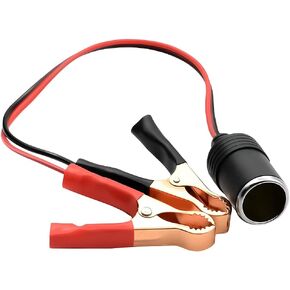 AUCELI 2PCS Cigarette Lighter Extension Cord, 12V-24V Female Car Cigarette Lighter Socket with 50A Battery Alligator Crocodile Clips Connector, Vehicle Battery Extension Charge Cable