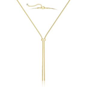 CHESKY Lariat Gold Necklace for Women, Dainty Y Necklace Trendy Long Necklaces 14K Gold Plated Layered Y-Shaped Pendant Necklace CZ Beaded Infinity Chain Drop Necklaces Simple Gold Jewelry Gift