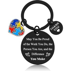 Vadaka Autism Awareness Gifts Keychain Thank You Gift Autism Mom Jewelry Retirement Gift for Autistic Teacher Keychain Autistic Teacher Appreciation Gift Christmas Birthday Gift for Autism Awareness