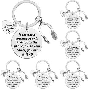 6 PCS Dispatcher Gift EMT Emergency Dispatcher Keychain 911 Operator Gift Dispatcher Retirement Gift Funny Gift for 911 Dispatcher Appreciation Keychain Thank You Gift for Awesome Dispatcher Jewelry